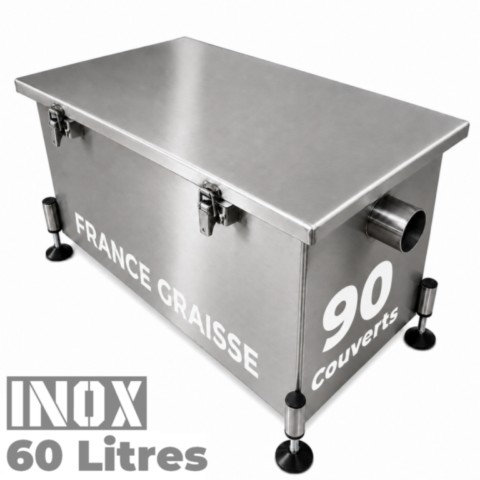 Bac à graisse restaurant 90 Couverts/jour - 60L - Inox sous plonge ou sous évier (Gamme PREMIUM)